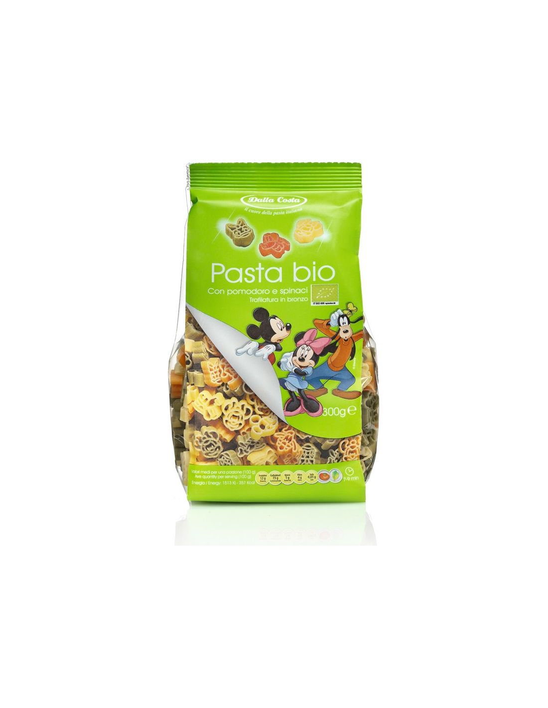 Детские пшеничные макароны Disney Микки разноцветные 300г DALLA COSTA BIO