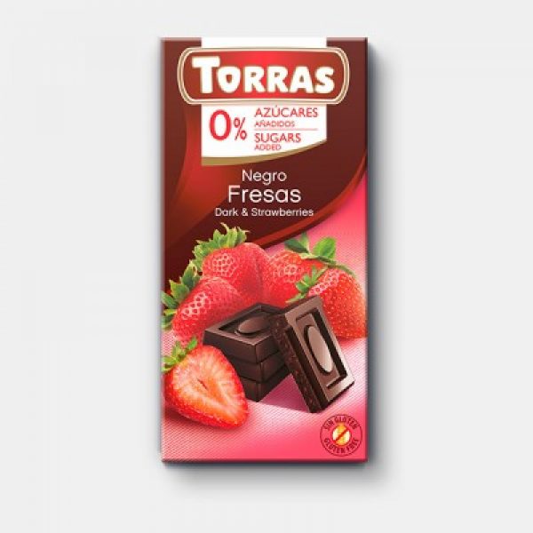 Tumšā šokolāde ar zemenēm, Torras, 75 g